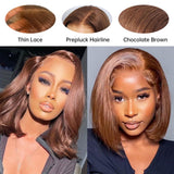 [50% OFF]HALF PRICE /// 5x5 /13x4 Transparent Lace #4 Brown Color Wig - Straight Bob