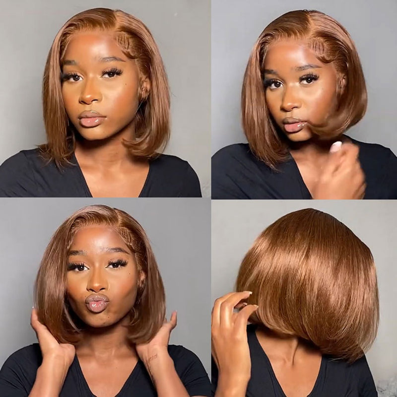 [50% OFF]HALF PRICE /// 5x5 /13x4 Transparent Lace #4 Brown Color Wig - Straight Bob