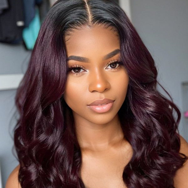 【Flash Sale】4x4/13x4 Transparent Lace Front 250% Density Ombre Burgundy Color Wig - Body Wave Wavy