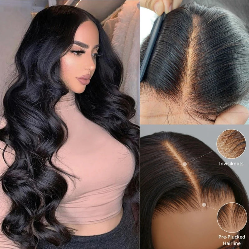 Bye~Bye~KNOTS HD Swiss Lace 13x4 Full Frontal Pre-plucked Hairline Wig - Body Wave Wavy