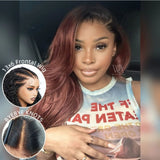 Bye~Bye~KNOTS HD Lace 13x6 Frontal Upgraded Hairline Ombre Chestnut Red Color Wig - Body Wave Wavy