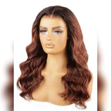 Bye~Bye~KNOTS HD Lace 13x6 Frontal Upgraded Hairline Ombre Chestnut Red Color Wig - Body Wave Wavy