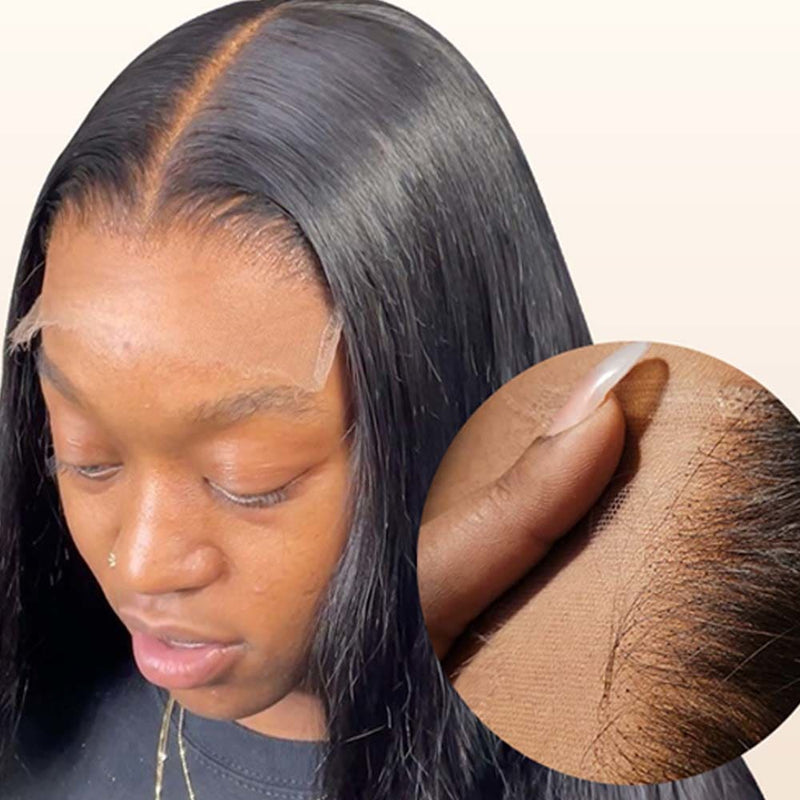 BYE~BYE~KNOTS HD SWISS LACE 5X5 CLOSURE LACE WIG - KINKY STRAIGHT