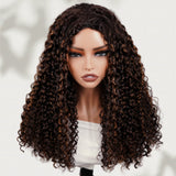 【3 IN 1 Half Wig】 Flip Over Half Wig with Drawcord Wear & Go Glueless Highlight Color Wig - Water Wave