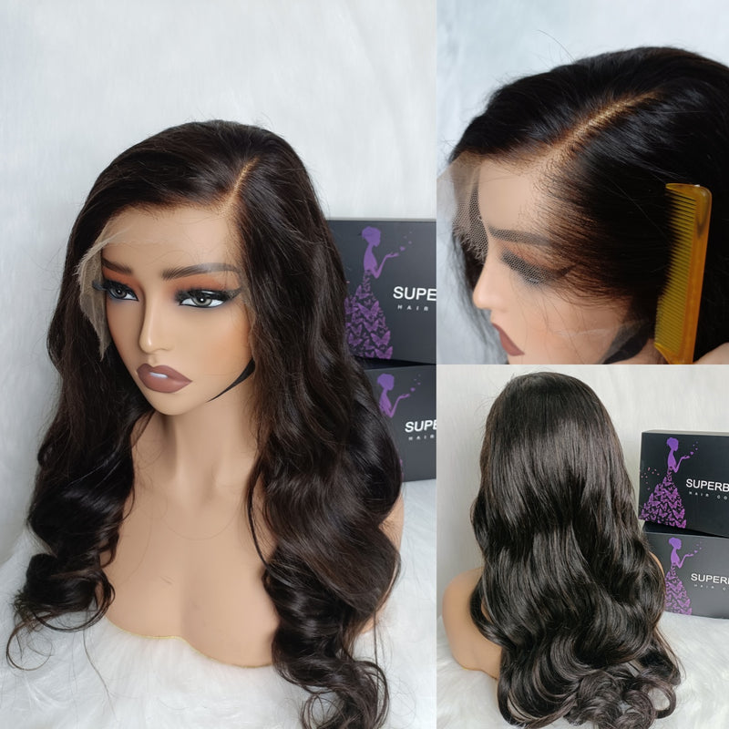 13x6 HD Swiss Lace Front LAGOS HAIRLINE Side Parting Wig - Body Wave