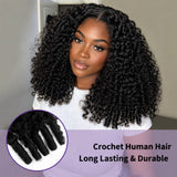【Seamless Crochet Braids】Soft Feather Crochet Hair Extention 100% Human Hair - Burmese Curly with Spiral Curl Ends