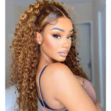 Chocolate Brown Color 13x6 Lace Front  Brazillian Human Hair Wigs  Deep Curly