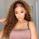 Chocolate Brown Color 13x6 Lace Front  Brazillian Human Hair Wigs  Deep Curly