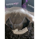 Dark voluminous curly human hair wig with lace upgraded hairline and adjustable straps in burmese curly style