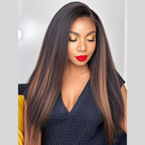 13x6 HD Lace Upgraded Hairline Pre-plucked Highlight Color 150%180%250% Wig - Kinky Straight