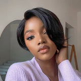 【Crazy】13x6 HD/Transparent Lace Front Pixie Cut Human Hair Wig - Styled Short Bob