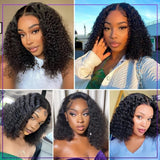 【CRAZY】13x6 Transparent Lace Front Human Hair Wig - Water Wave Bob
