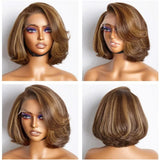 【Crazy】13x6 Transparent Lace Front Pre-plucked Hairline 200% Density Wig - Styled Bob