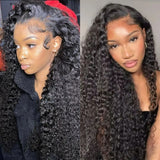 Black voluminous curly human hair extensions with natural hd lace front fitted cap ear tap wig for stylish wear