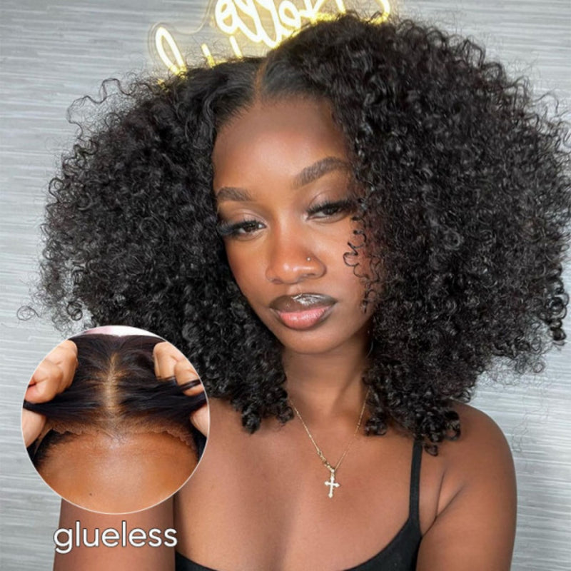 【Flash Sale】4x4/13x4 Transparent Lace Front Pre-plucked Hairline 250% Density Bob Wig - Jerry Curly