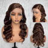 【Solo-Piece】13x6 Transparent Lace Preplucked 20inch 150% Brown Color Wig - Body Wave