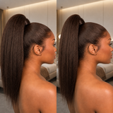 [50% OFF]HALF PRICE /// 360 Transparent Lace Preplucked Hairline Human Hair Brown Color Wig - Kinky Straight