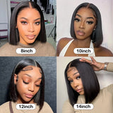 4X4 Transparent Lace Closure Human Hair Wig - Straight Bob