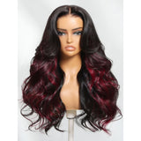 【Flash Sale】4x4/13x4 Transparent Lace Front 250% Density Highlight Burgundy Color Wig - Body Wave Wavy