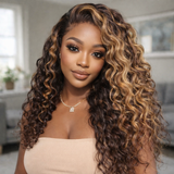 13x6 HD Lace Upgraded Pre-plucked Highlight Color Wig -Bouncy Loose Wave