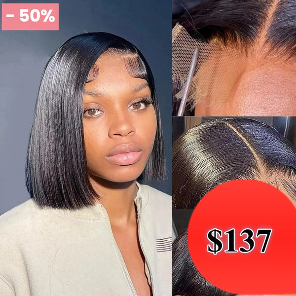 HALF PRICE ///  7X7 HD Swiss Lace Closure Pre-Plucked 150%180% Wig - Straight Bob