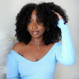 WHOLE LACE NO MESH HD LACE HUMAN HAIR WIG WITH  Invisible Strap - Afro Kinky Curly
