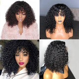 EVELYN PREPLUCKED HAIRLINE CURLY WITH BANG HUMAN HAIR 360 LACE FRONT WIG
