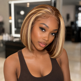 [50% OFF] HD Lace 13x6 Fitted Cap Ear Tap Highlight Color BOB Wig - Straight