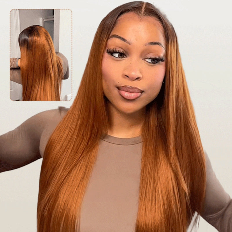 "LAGOS" M-Shaped HAIRLINE 13x6 Transparent Lace Front Ombre Color Wig - Straight