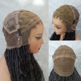 "Fitted Cap" Full Lace Knotless Braided Brown Color Natural Black Root Wig with Invisible Strap - Boho Curls