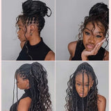 "Fitted Cap" Full Lace Knotless Braided Wig with Invisible Strap - Boho Curls