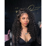 Black voluminous curly wig with lace upgraded hairline and natural texture 13x6 hd lace pre-plucked exotic wave