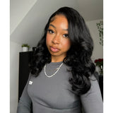 A delicate silver beaded necklace worn with a flash sale lace upgraded hairline 13x6 hd pre-plucked wig