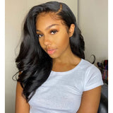 Black wavy hairline wig with lace upgraded hairline featuring pre-plucked 13x6 hd lace and c-side parting