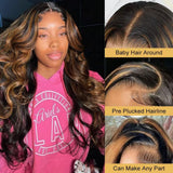 【Flash Sale】13x6 Transparent Lace Front Pre-plucked Hairline 250% Density Highlight Color Wig - Body Wave Wavy