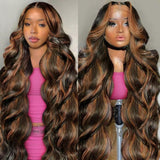 【Flash Sale】13x6 Transparent Lace Front Pre-plucked Hairline 250% Density Highlight Color Wig - Body Wave Wavy
