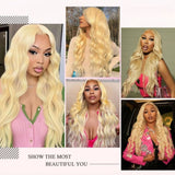 【Flash Sale】13x6 Transparent Lace Front Pre-plucked Hairline 250% Density 613 Blonde Color Wig - Body Wave