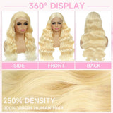 【Flash Sale】13x6 Transparent Lace Front Pre-plucked Hairline 250% Density 613 Blonde Color Wig - Body Wave