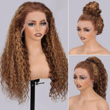 【Flash Sale】360 Transparent Lace Pre-plucked Hairline 250% Density Highlight Color Wig with Invisible Strap - Water Wave