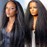 【Flash Sale】360 Transparent Lace Pre-plucked Hairline 250% Density Wig with Invisible Strap - Kinky Straight