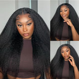 【Flash Sale】360 Transparent Lace Pre-plucked Hairline 250% Density Wig with Invisible Strap - Kinky Straight