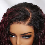 【Flash Sale】4x4 Transparent Lace Front 250% Density Black Cherry Ombre Color Wig - Water Wave