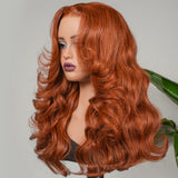 【Flash Sale】4x4 Transparent Lace Front 250% Density Burnt Orange Color Wig - Body Wave Wavy