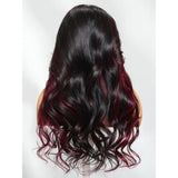 【Flash Sale】4x4 Transparent Lace Front 250% Density Highlight Burgundy Color Wig - Body Wave Wavy