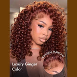 【Flash Sale】4x4 Transparent Lace Front Pre-plucked 250% Density Reddish Brown Wig - Wand Curl