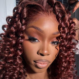 【Flash Sale】4x4 Transparent Lace Front Pre-plucked 250% Density Reddish Brown Wig - Wand Curl