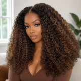 【Flash Sale】4x4 Transparent Lace Front Pre-plucked Hairline 250% Density Highlight Color Wig - Bouncy Curly