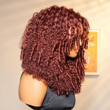 【Flash Sale】4x4 Transparent Lace Front Pre-plucked Hairline 250% Density Cherry Cola Red Color Wig - Coil Curly