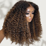 【Flash Sale】4x4 Transparent Lace Front Pre-plucked Hairline 250% Density Highlight Color Wig - Bouncy Curly