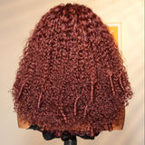【Flash Sale】4x4 Transparent Lace Front Pre-plucked Hairline 250% Density Cherry Cola Red Color Wig - Coil Curly